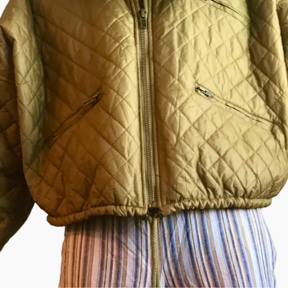 SOLD Free People Moss / Olive Green Easy Quilted Oversized Jacket Size Small - Picture 10 of 11